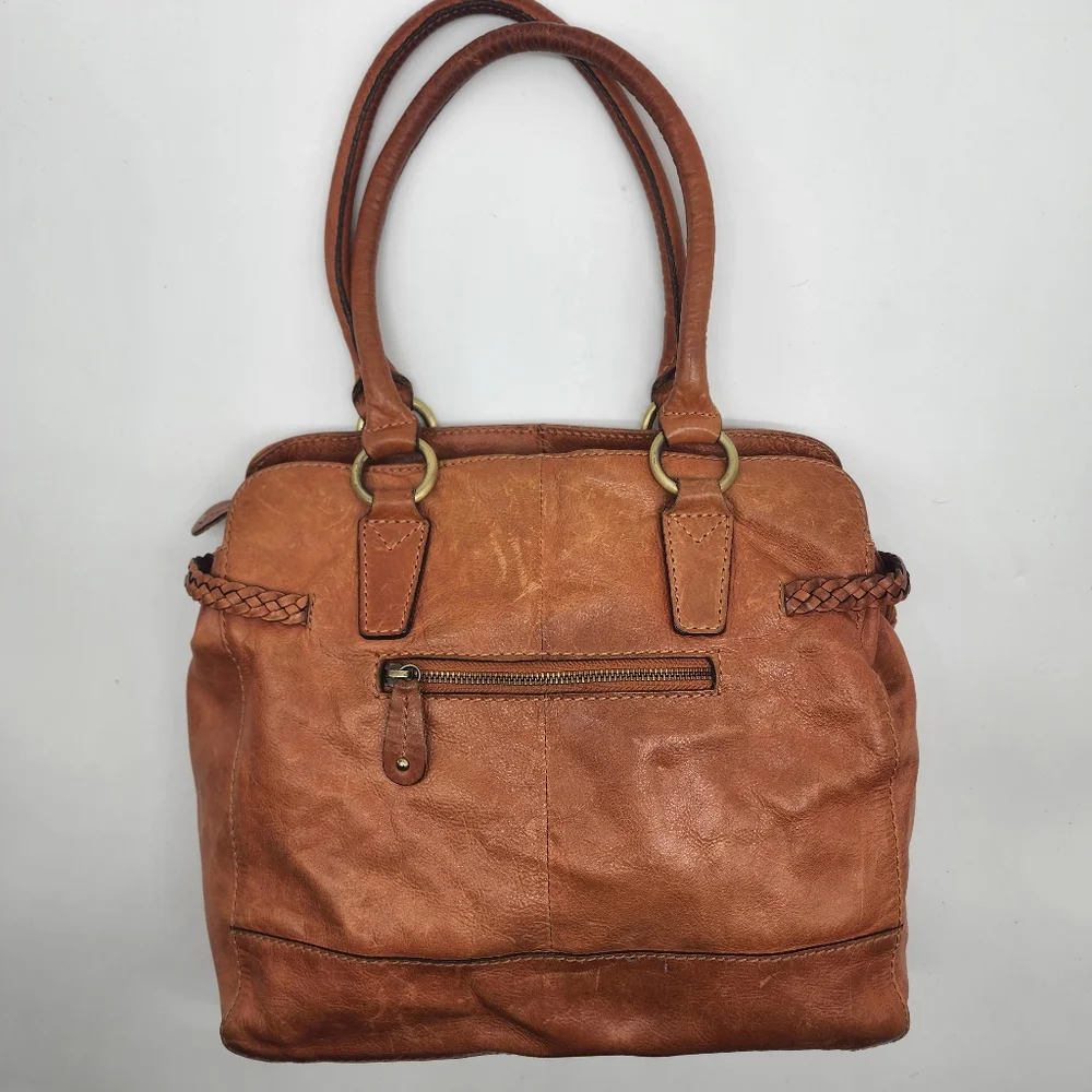 Colorado Toffee Brown Leather Braided Large Multi Compartment Shoulder Bag Tote - Picture 1 of 16